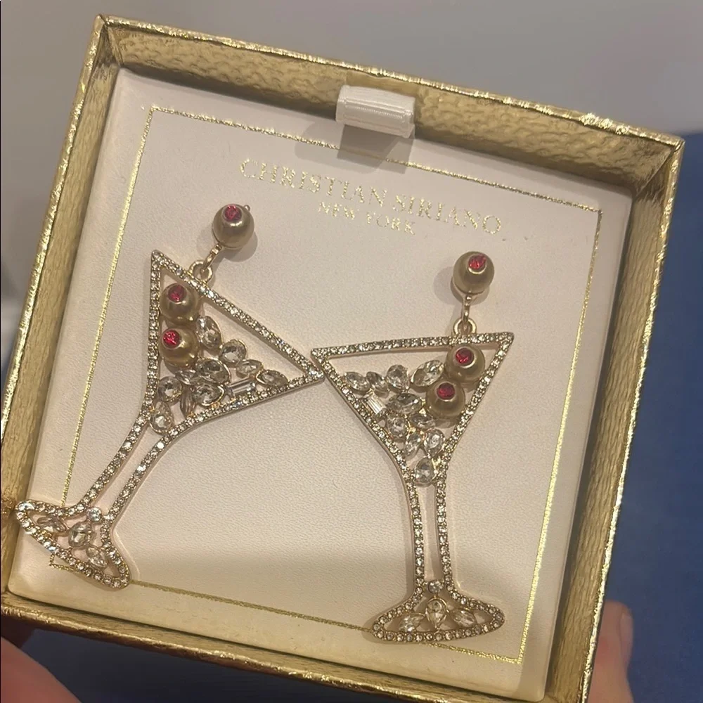 Christian Siriano Gold and Red MARTINI Earrings - Picture 6 of 9